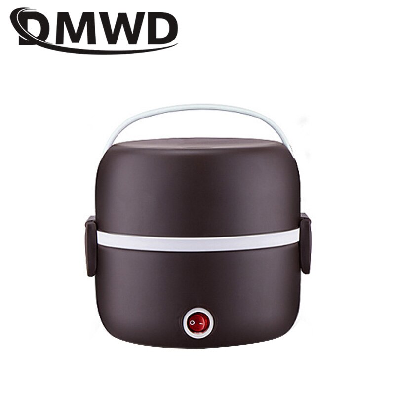 DMWD Electric 2L mini rice cooker stainless steel 2/3 layers food warmer steamer portable automatic heating insulation lunch box