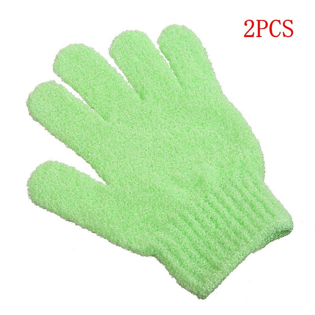 1Pc/2Pcs Douche Scrub Handschoenen Exfoliërende Terug Stroefheid Body Massage Spons Wassen Huid Hydraterende Spa Bad handschoen: 2PCS Green