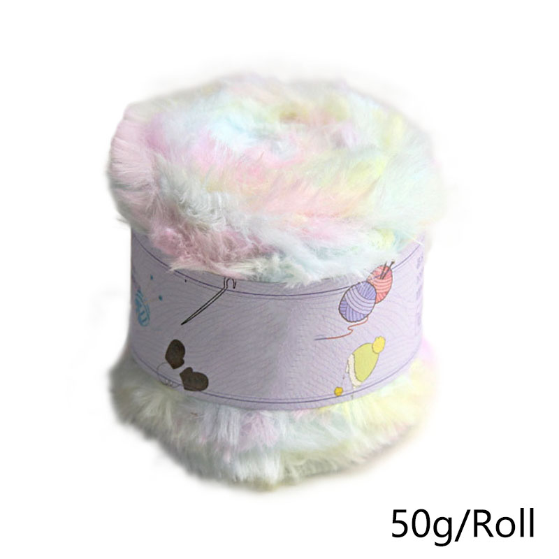 50g/Rolle Plüsch Kunst pelz flauschiges Garn Häk elgarn zum Stricken von Strickjacke Schal Pullover Schal Hands trick garn Näh zubehör: Elfenbein