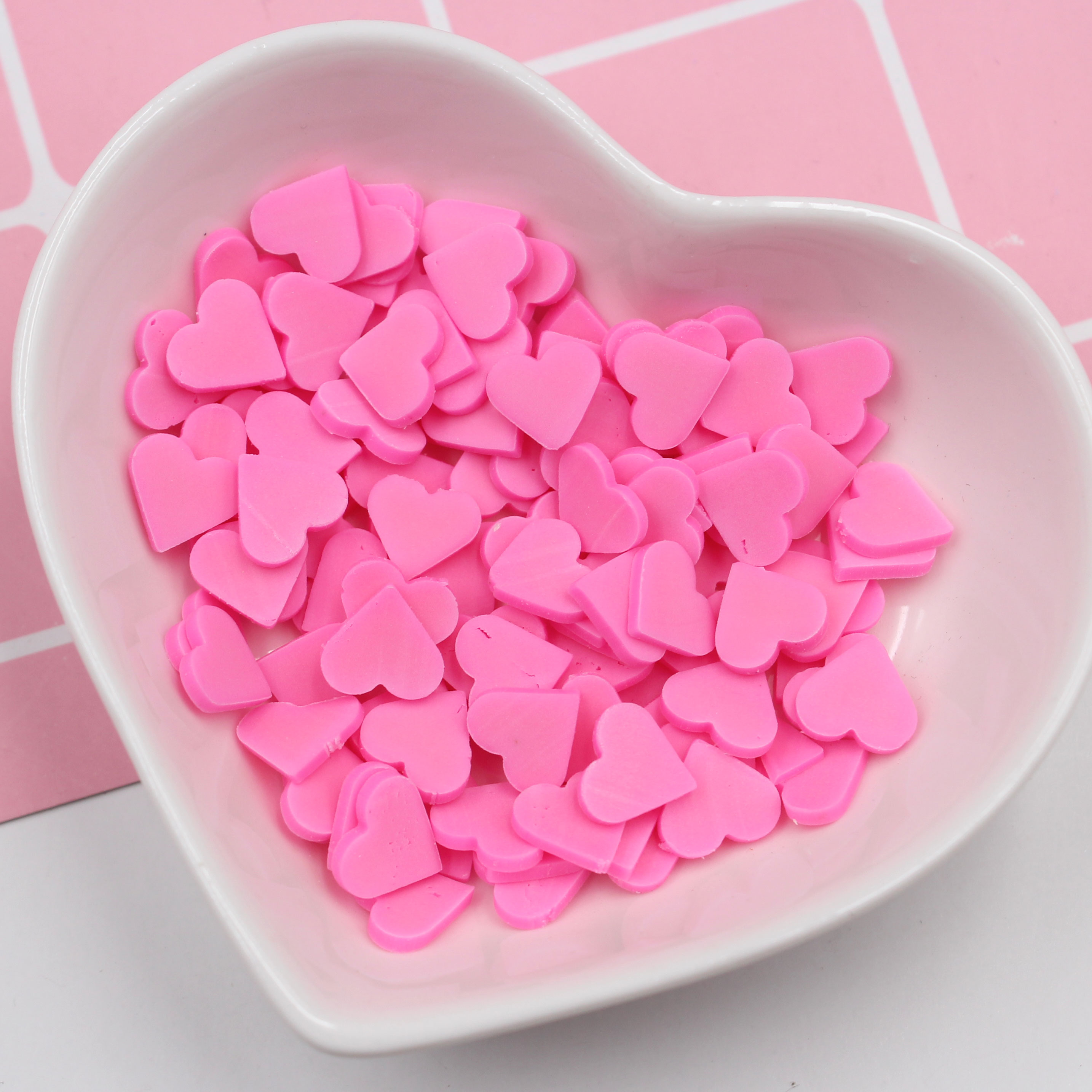 100g/Lot 8mm Heart-Shaped Polymer Clay Sharp-bottomed Heart Slices Sprinkles for Arts Decoration Diy Crafts Filler Accessories: 8MM-Magenta