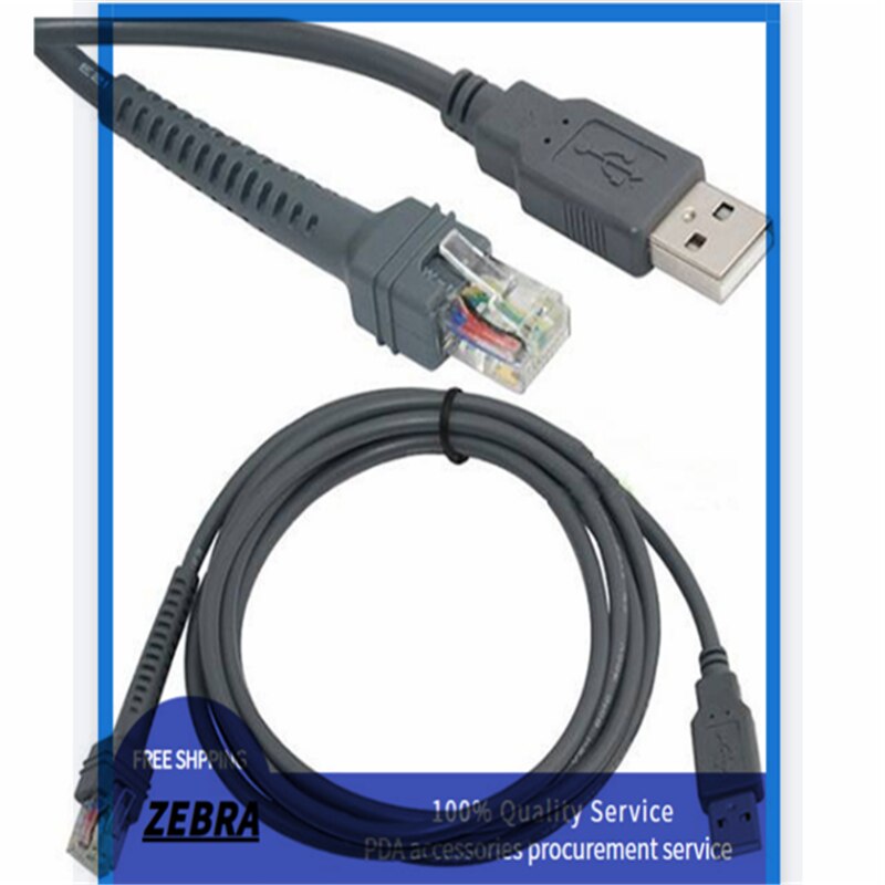 2M Usb Kabel Voor Symbol LS2208 LS4208 LS3008 Barcode Scanner (CBA-U01-S07ZAR Z17) (5 Stuks), brand En Originele