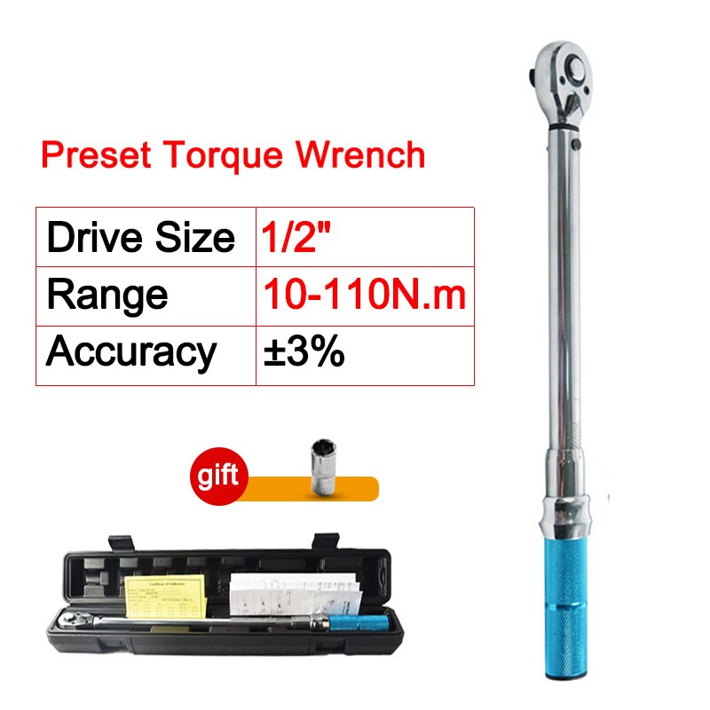 Preset Torque Wrench chrome Hand Spanner Ratchet Wrench small range changeable head 1/2"110Nm 150N.m 210N.m 350N.m 400N.m 450N.m: 10-110Nm