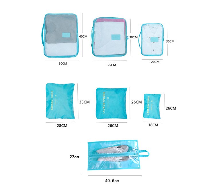 3D 7Pcs/set Luggage Organizer Clothes Finishing Kit Storage Bag Cosmetic toiletrie Storage Bag Home Travel Accessories