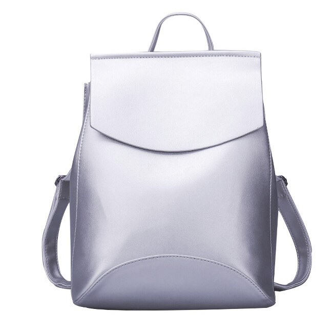 Mochila de para mujer, mochilas de cuero juvenil de para chicas adolescentes, bolso de hombro de colegio para mujer, mochila: Silver white