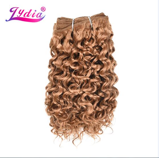 Lydia Synthetic Water Wave Hair Bundles 10 Inch 100g/Bundle Natural Black Pure Color Weave 3 Bundles/Pack Double Weft: #27
