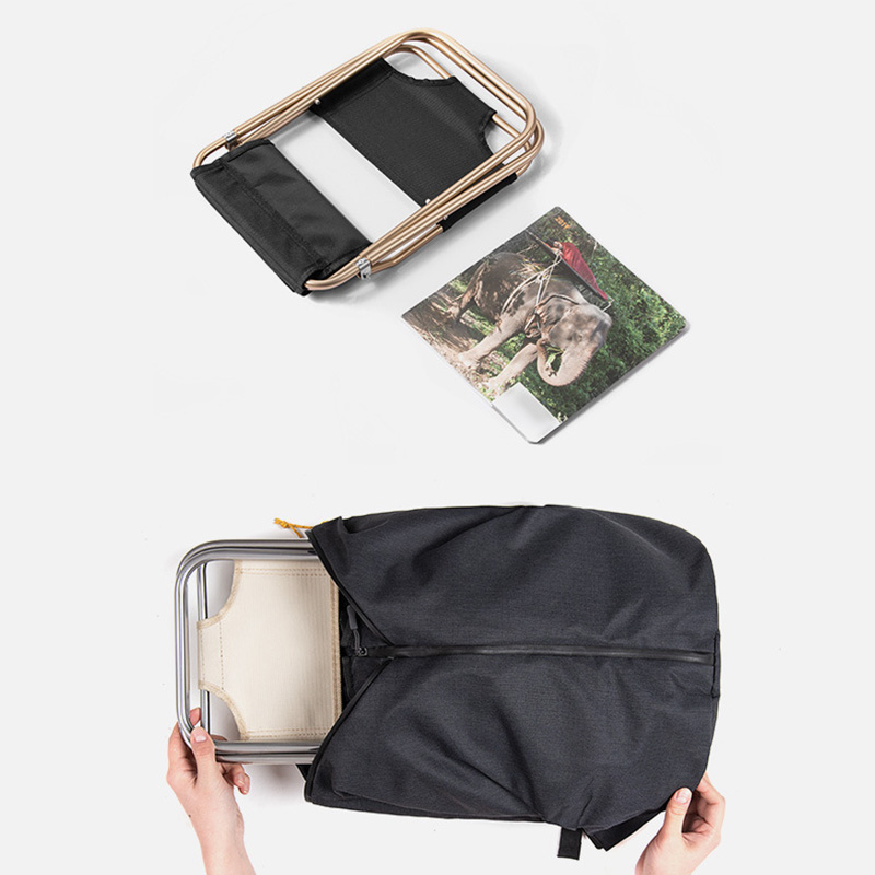 Folding Chair with Backrest Storage Pouch Portable Picnic Camping Fishing Foldable Stool HA
