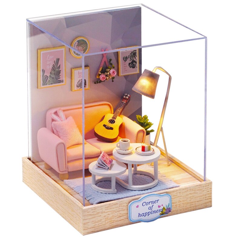 Poppenhuis Meubels Diy Miniatuur 3D Houten Miniaturas Poppenhuis Speelgoed Voor Kinderen Verjaardagscadeautjes Casa Kitten Dagboek H013: QT25