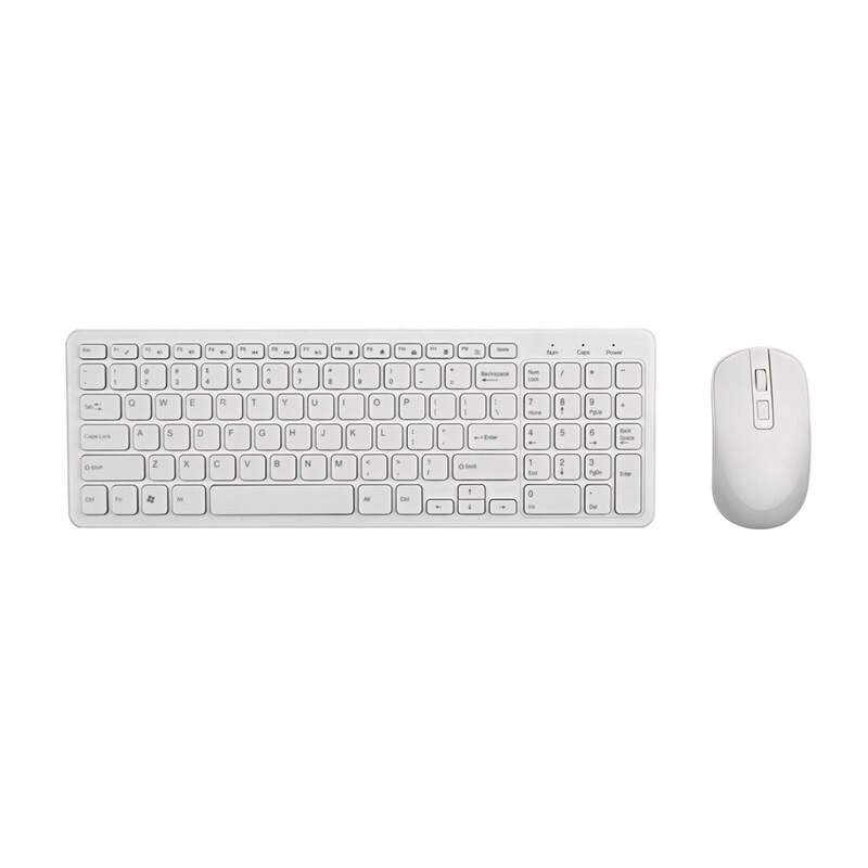 2.4G Optical Wireless Keyboard Mouse Kit Wireless Mouse Usb Receiver Combo For Pc Laptop Portable Ultra Thin Office Suit: White