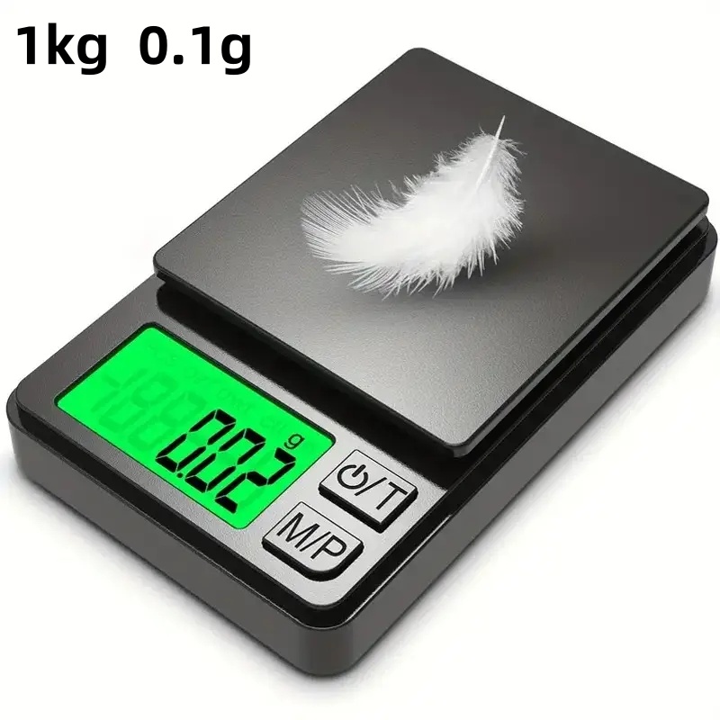 Balança de bolso de precisão 1000g x 0,01g - Balança digital de gramas para joias de alimentos/grãos com LCD retroiluminado - Mini balança para viagens: Grey
