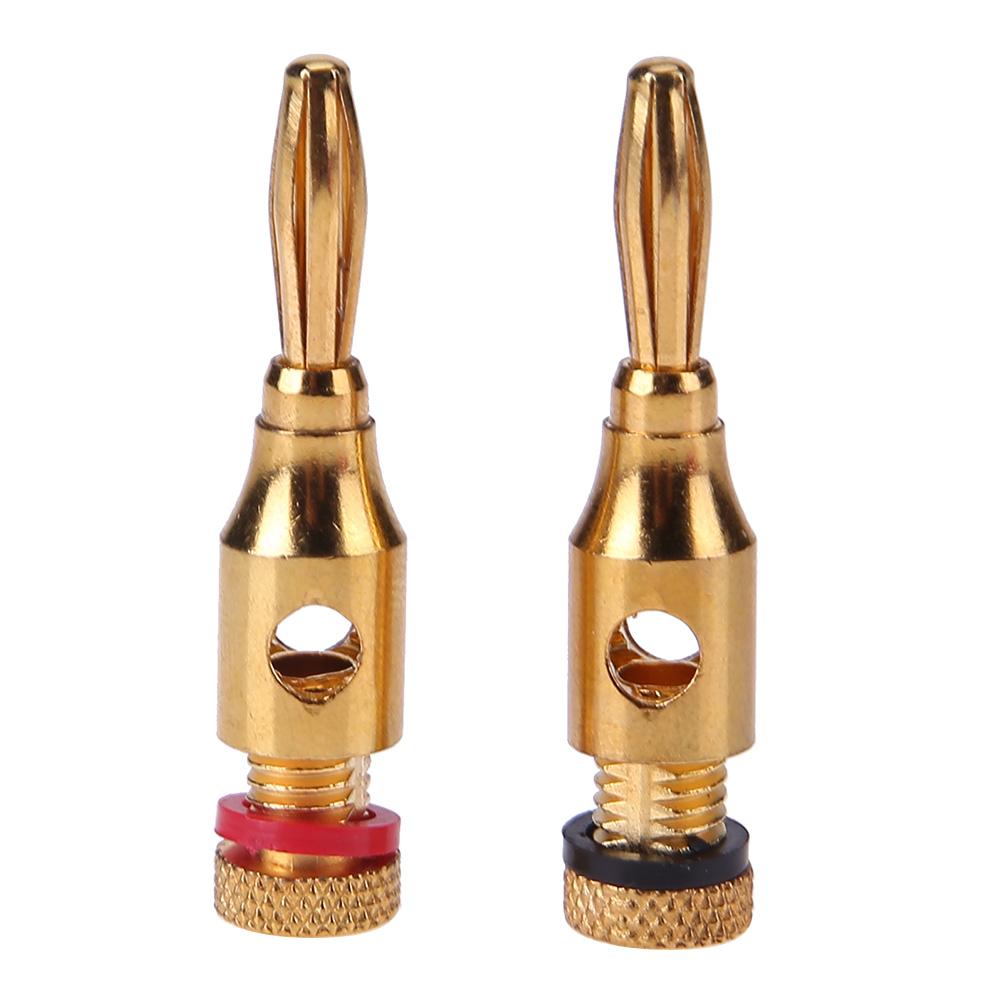 2 stücke Gold-überzogene Banane Stecker Musical Audio- Lautsprecher Kabel Draht DIY Stecker