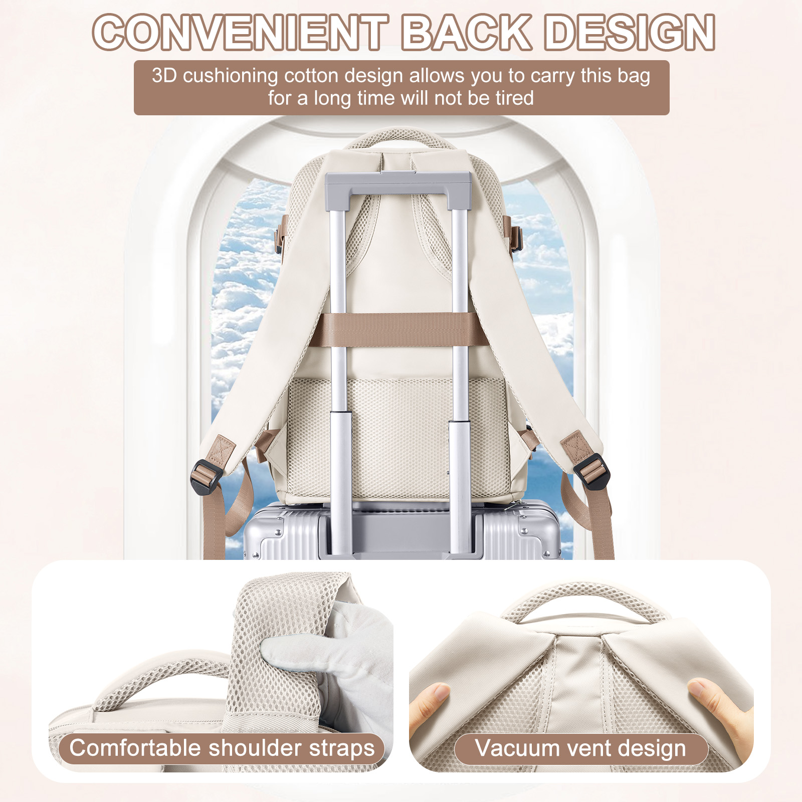 Travel Backpack for Women Men, Hand Luggage Backpack Business College Laptop Carry on Backpack Travel Cabin Airplane 40x20x25