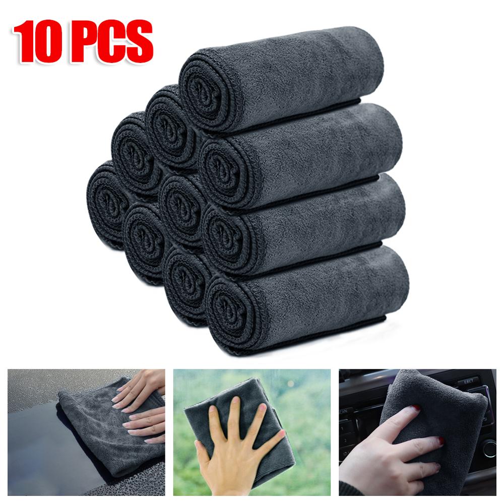 10Pcs Zwarte Auto Care Polijsten Wassen Handdoeken Microvezels Auto Detailing Cleaning Zachte Doeken Thuis Venster 30x40cm