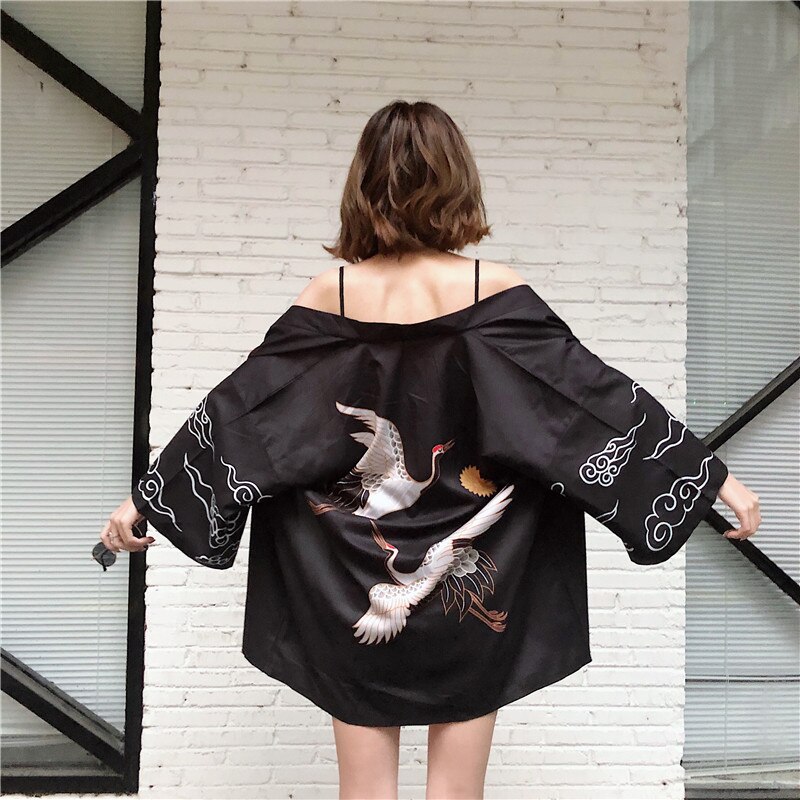 Japanese Style Asian Kimono Haori Traditional Print Summer Thin Coat Japan Sequence Kimonos for Women: Color4