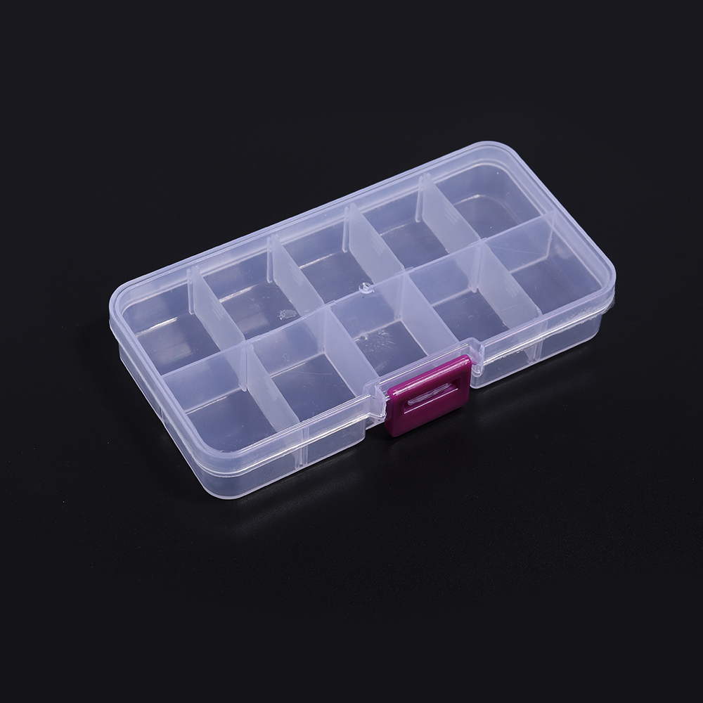 10/15 Grids Plastic Jewelry Box Storage Case Craft Jewelry Beads Earrings Compartment Adjustable Display Organizer Container: Brown