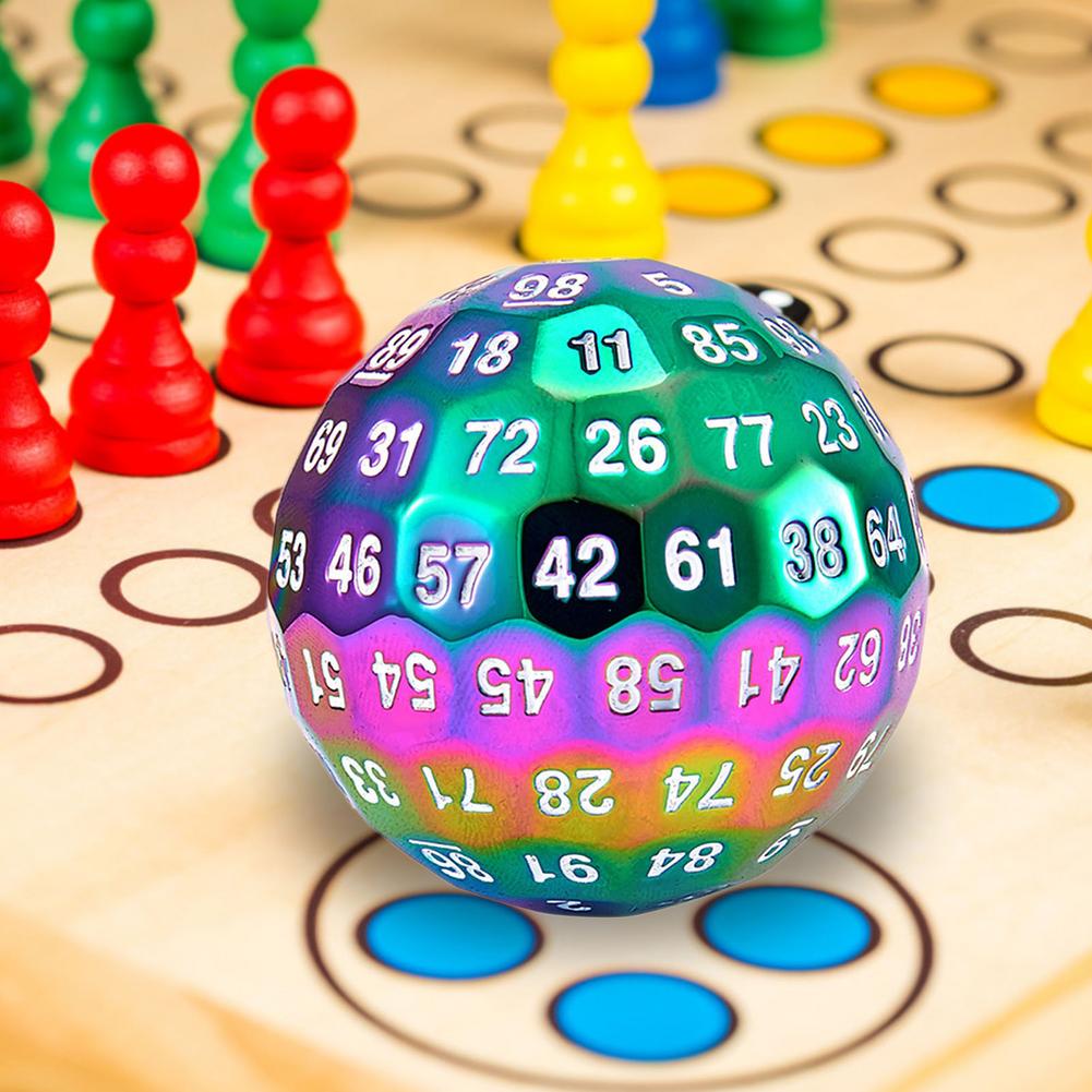 Metalowe kości wielościenne 100 stron kości, przezroczysta kostka D100, kostka 100 jednostronna, kostka robić gry D100, kostka 100-jednostronne z niebieski