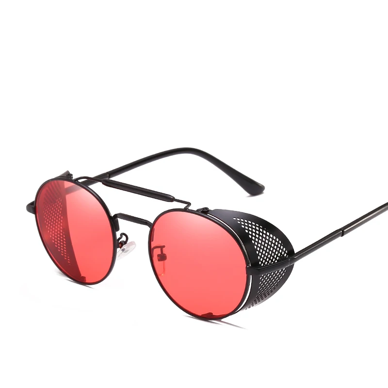 Trendy Retro Steampunk Sunglasses Men Brand Round Steam Punk Alloy Sun Glasses Goggle For Women UV400 Gafas de Sol: other / WHITE