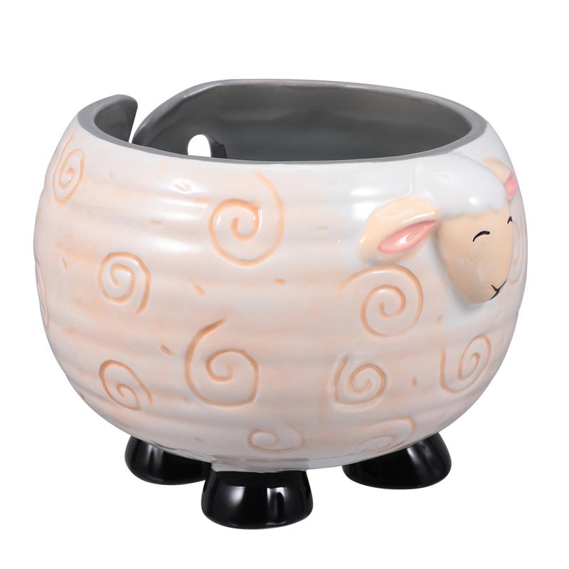 Ceramic Yarn Bowl Yarn Storage Bowl Organizer Knitted Crochet Wool Storage Bowl Cute Fun Sheep-Shaped Wool Storage Bowl