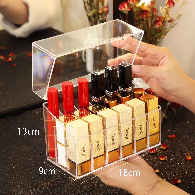 Makeup Organizer Storage Box with Lid Perfume Lipstick Display Shelf Acrylic Carrying Container Cosmetic Case High Capacity: ST-114 C
