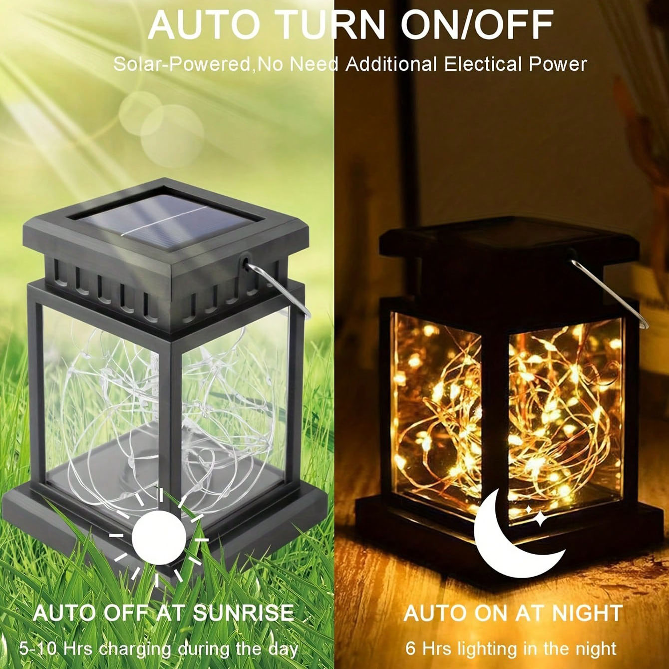 1pc Solar Lantern Outdoor Garden Hanging Lanterns Waterproof LED Mission Lights For Halloween Christmas Decorations