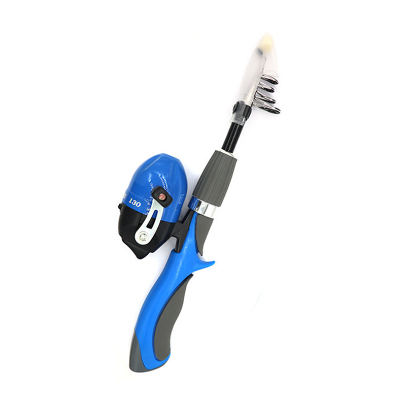 Kids Fishing Set Full Kits With Telescopic Fishing Rod And Spinning Reel Saltwater Freshwater Outdoor Fishing Tools: Blue