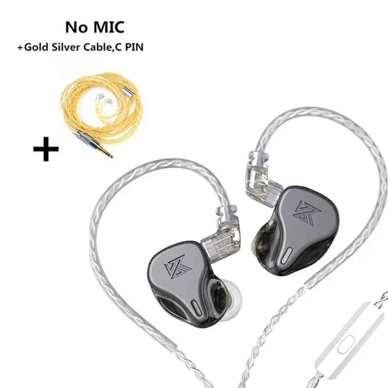 Kz  dq6 3dd dynamische driver in-ear oortelefoon hifi muziek sport headset met 2- pins kabel kz edx zsn pro zsx dqs zvx zexpro: Zilver