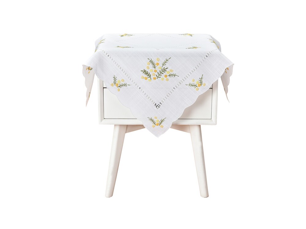 [Camellia Casa] fleur fraîche, nappe à ourlet, aspect lin et lavable, blanc/petit/carré maison, Restaurant,Airbnb, café