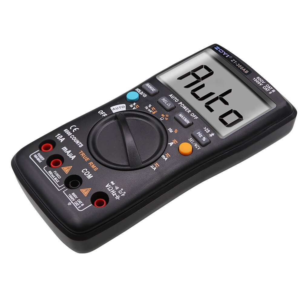 Auto Ranging 6000 Counts DMM Capacitance Temperature ABS Digital Bluetooth Silica Gel Handheld Black Wireless Digital Multimeter