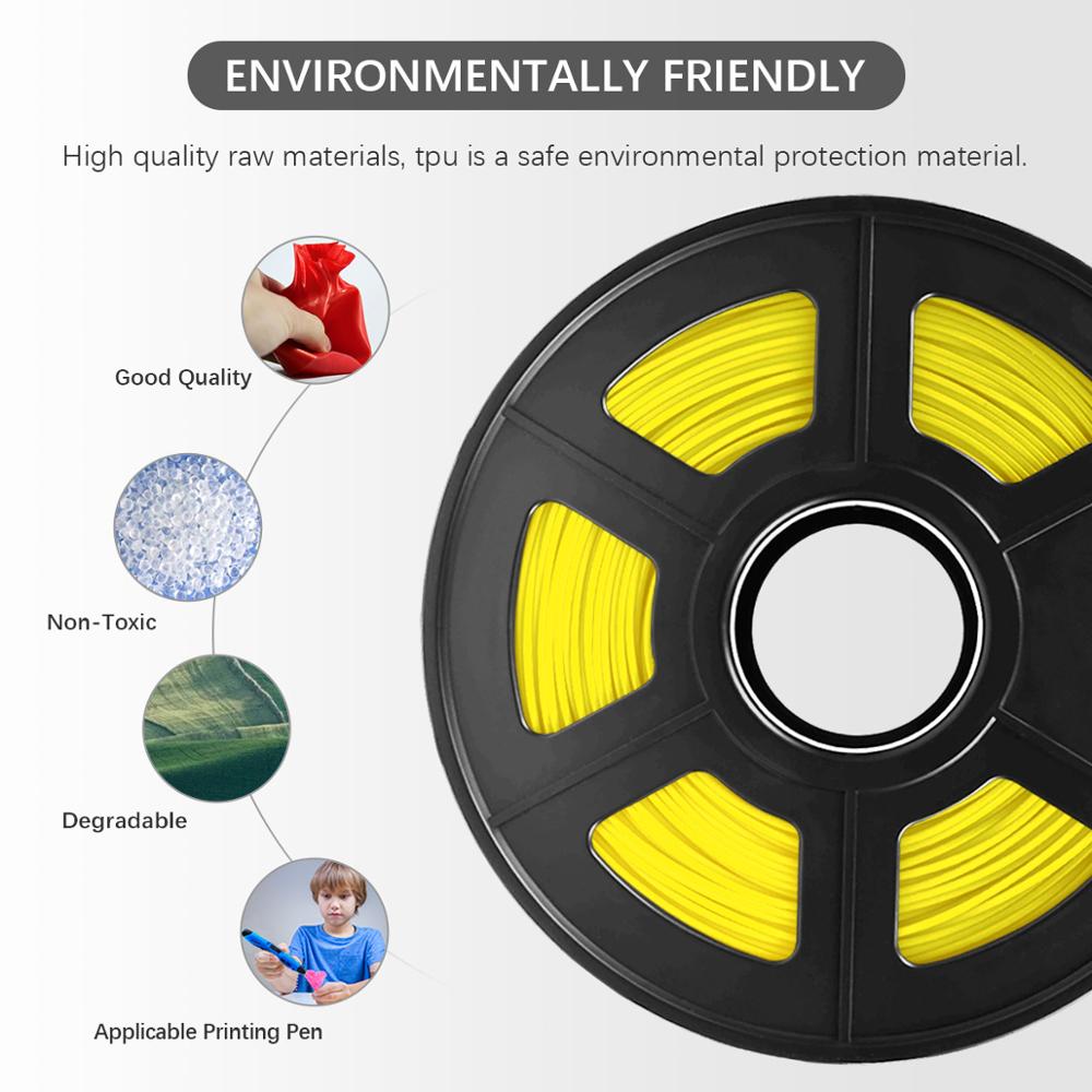 3D Printing Filament TPU Flexible Filament TPU filament Plastic For 3D Printer 1.75mm 0.5kg Printing Materials yellow color