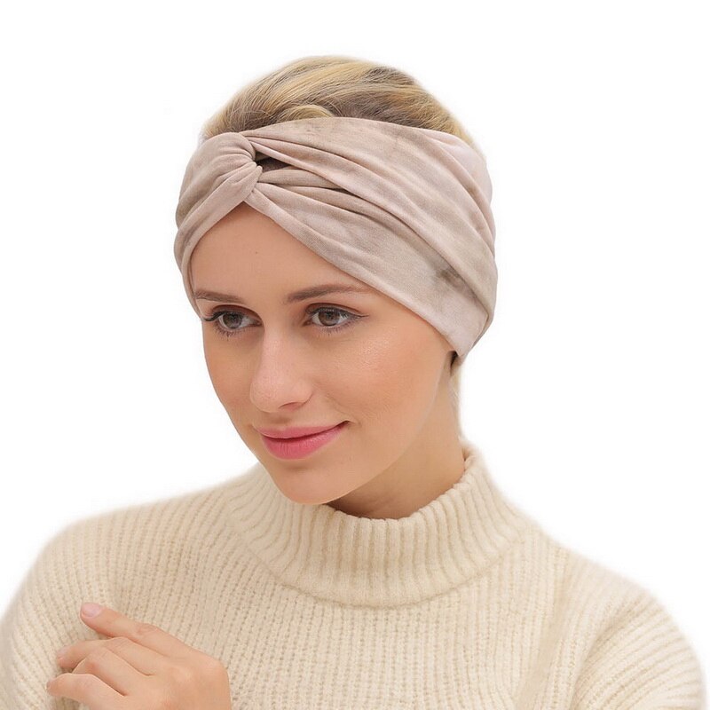 Vrouwen Geknoopt Hoofdband Bohemen Gradiënt Brede Stretch Mode Haarband Voor Meisje Elastische Tulband Koreaanse Spa Sjaal Accessoires: A
