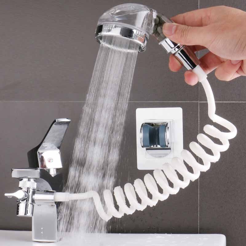 Faucet Shower Set Adjustable Detachable Sink Shower Extension Head Set Quick Connect Faucet Hand Extender for Home Bathroom: Transparent