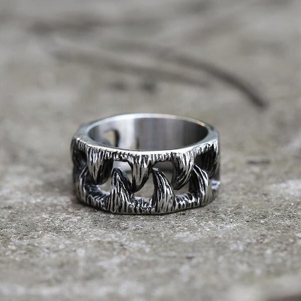 retro Zähne Tier Ring Stinless Stahl unisex Finger Ring Punk Felsen Für Freund Engagement Schmuck OSR612