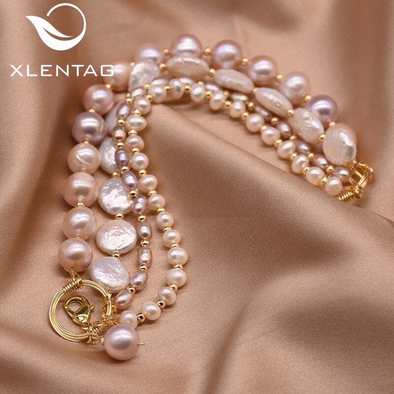 XlentAg Natural Baroque Pearl Multi-layer Luxury Bracelets For Women Engagement Vintage Jewlery Feminina GB0189