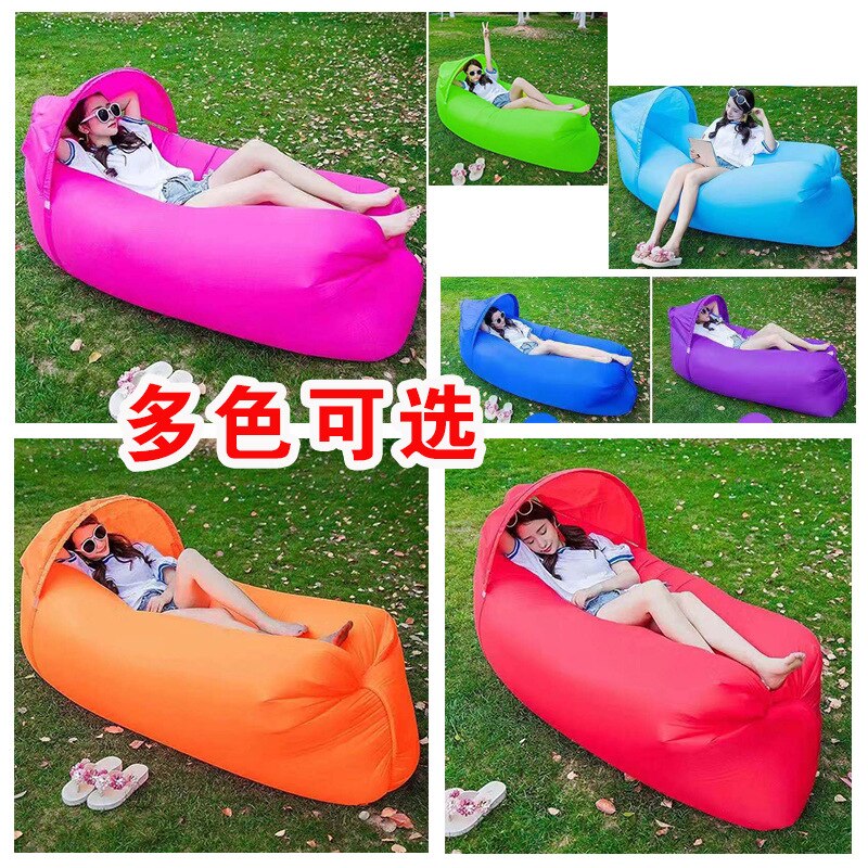 Lazy Style Sofa Outdoor Portable Air Bed Net Red Air Bag Lunch Break Cot Holds Inflatable Bed: Random Color Orange College Style Random Color