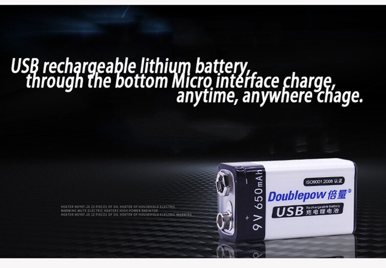 9V USB batería recargable 6f22 9v batería inteligente 650mAh MICRÓFONO INALÁMBRICO instrumento KTV uso