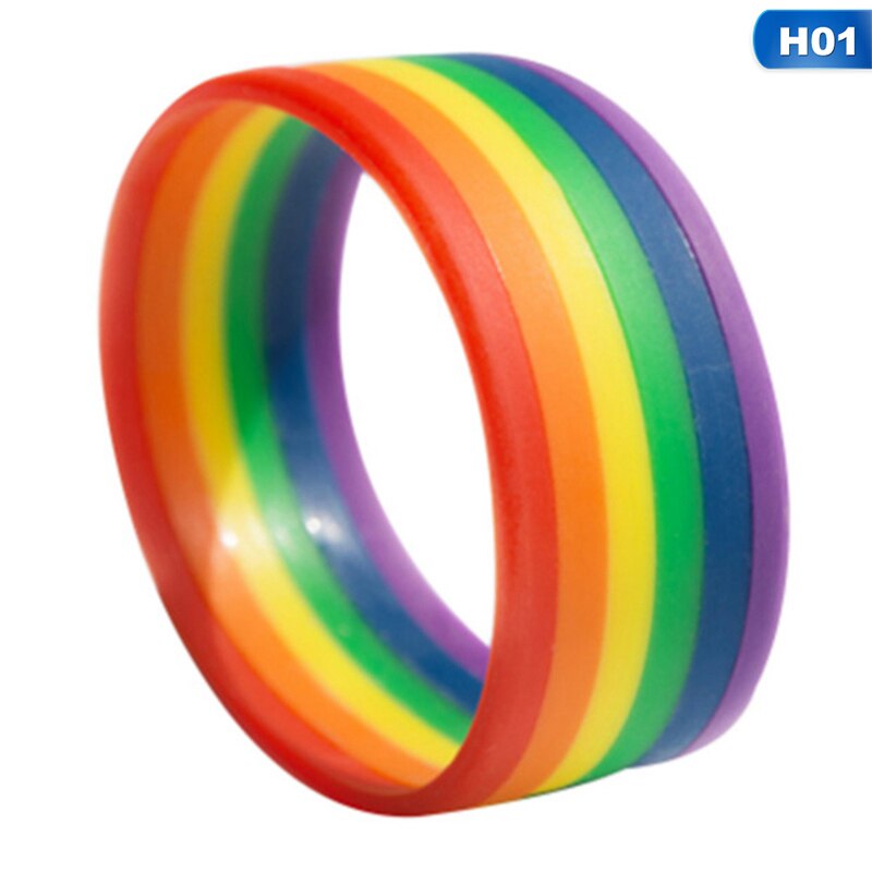 Moda quente silicone arco-íris orgulho pulseira de borracha pulseira para mulheres masculino mutilayered gay lésbica pulseira de jóias presente: 1