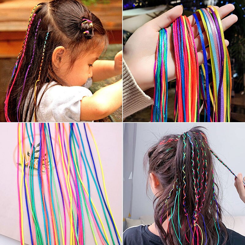 Pelucas de arcoíris para niños, cinta de pelo trenzada colorida, cinta para el pelo trenzada