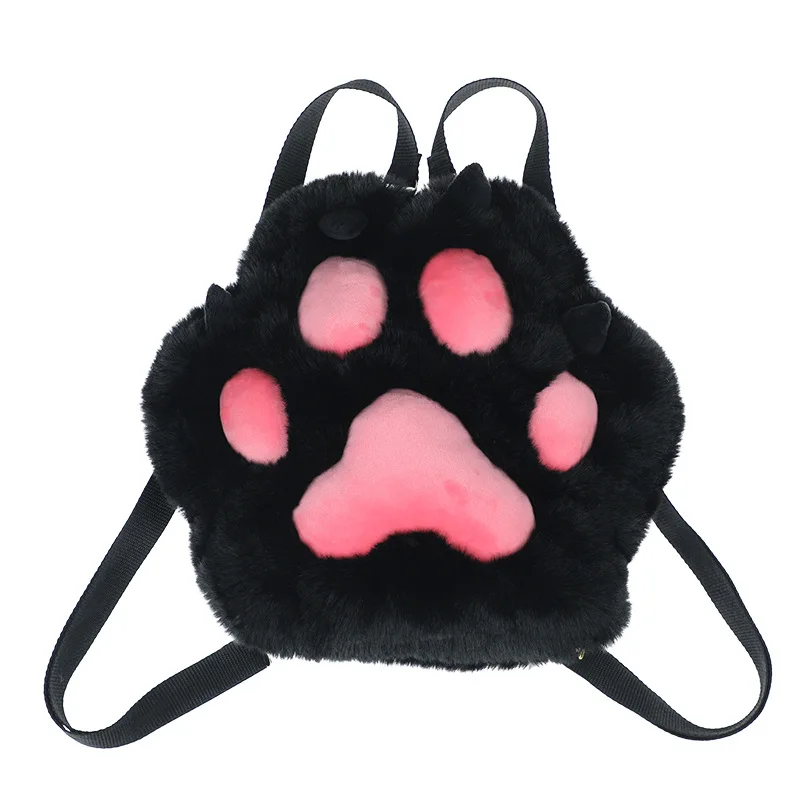 Fluffy Cute Cat Paw Plush Backpack with Adjustable Straps Soft Furry Purse JK Girls Bag Cartoon Backpack Cosplay Kids