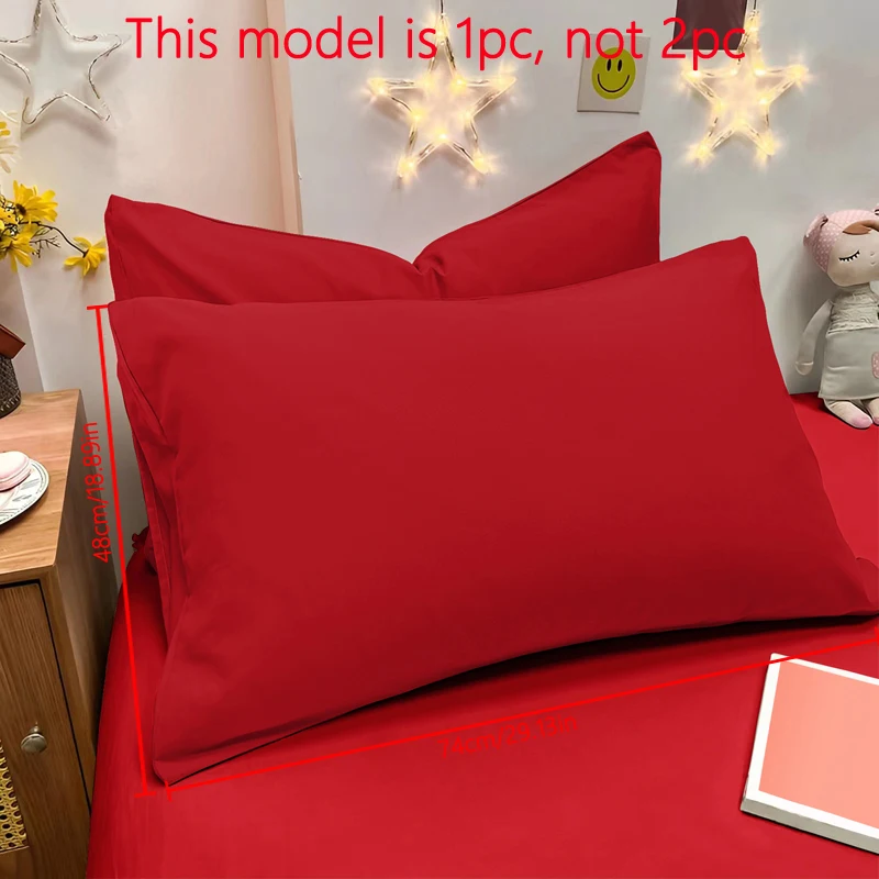 1 Piece Of Matte Solid Color Pillowcase, Bedroom Pocket Sealed Soft Pillowcase, Bedding: Red