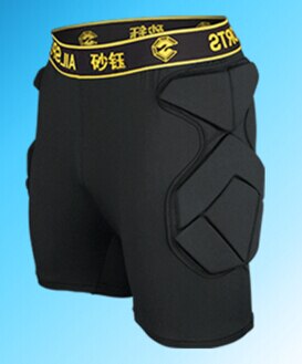 Men's Sport Soccer Goalkeeper Football Rugby Shorts Sponge Defend Ventilate Protective Gears with Hips Pads: Black / M
