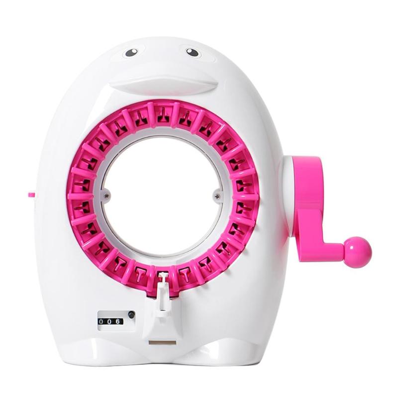 Strikkemaskin 40 nålposisjoner vevestol til jente scraf lue låve bursdag leker strikking syverktøy rosa: B