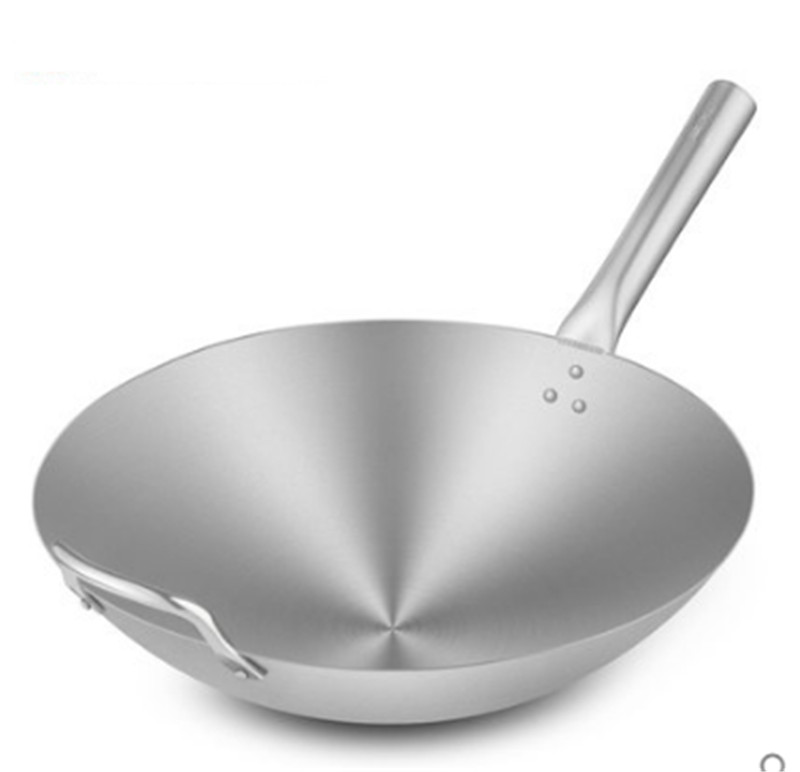 1.6mm tyk rustfrit stål håndtag stegepande kinesisk jern wok håndlavet wok pan non stick gaskomfur køkkengrej rund bund wok