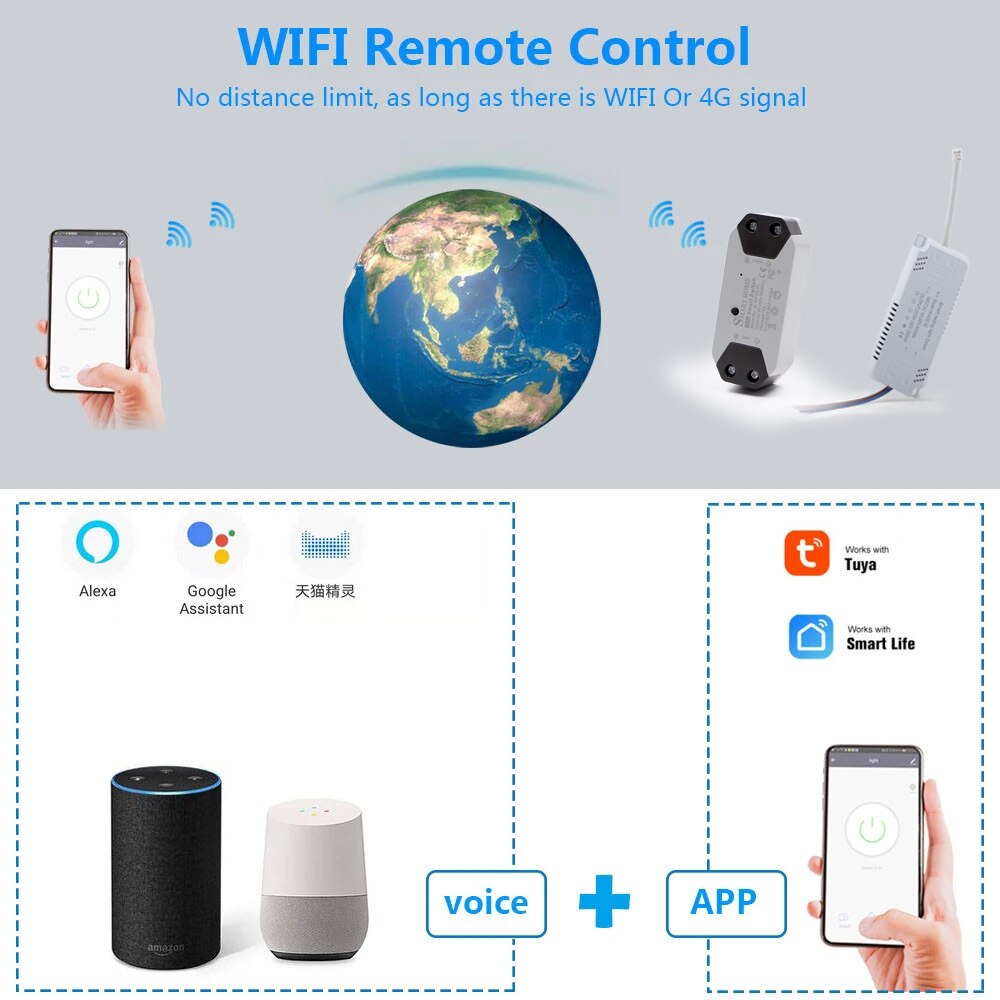 Tuya smart home control WiFi Smart Switch Light sensor Universal Breaker Timer Smart Life APP Wireless with Alexa Google Home