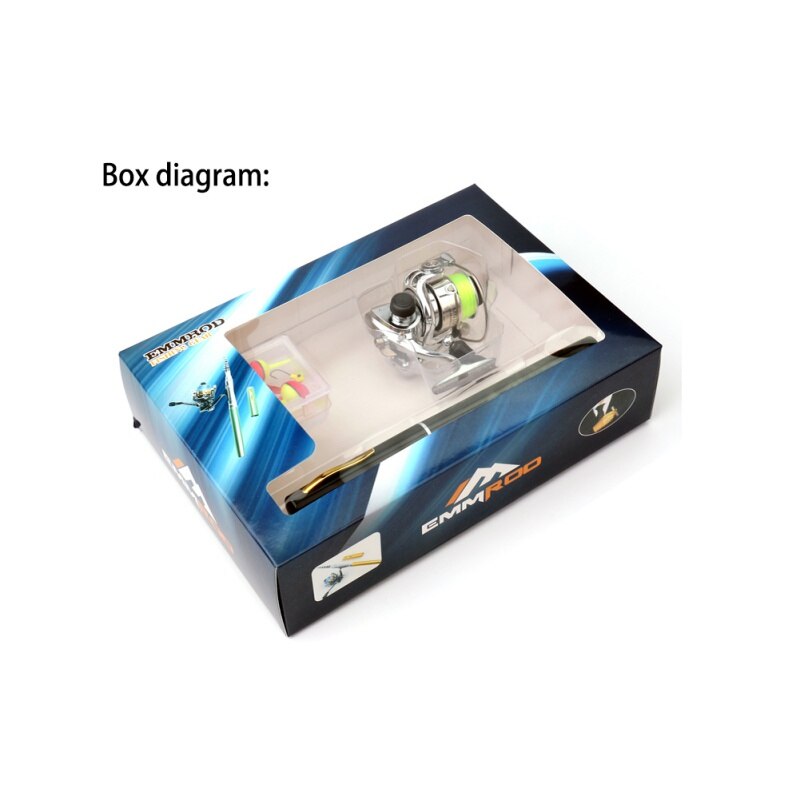 Portable Pocket Mini Fishing Combo Metal Rod +Spinning Reel Wheel Telescopic Fishing Pole Pen Shape Foldable Folding with Box
