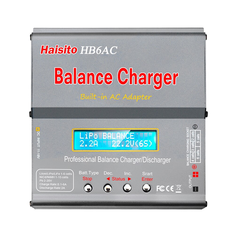 Haisito HB6AC IMAX Lipo Charger 80W 6A Built-in Ac Adapter for lipo Li-Lon LiFe Nicd Nimh PB Battery RC Charger