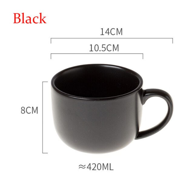 Keramische Nordic Ontbijt Cup Creatieve Havermout Melk Cup Grote Capaciteit Microwavable Grote Buik Mok Drinkware Huishoudelijke: Black