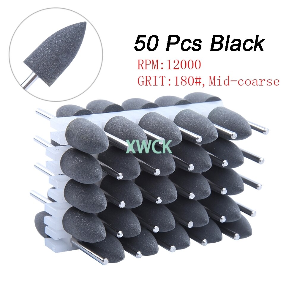50pcs 2.35mm Dental silicone Polishers Resin Base Acrylic Polishing Burs dental polishing Equipment: 50pcs Black Pointed