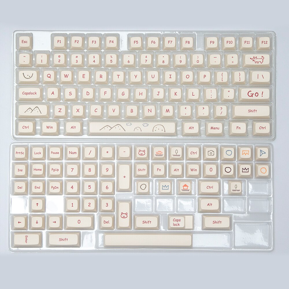 Teclas XDA PBT Dye Sub para teclado mecánico, accesorio con grafiti de dibujos animados, minimalista, para Cherry GMMK Pro, XDA, 61, 68, 89, 132 teclas