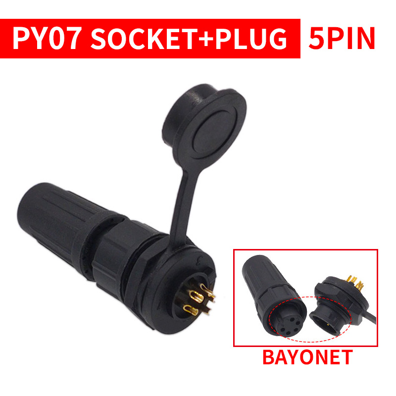 1Stck PY07 Z108 Hintern Anschlüsse Wasserdichten Stecker Kunststoff Steckdose IP67 Bajonett Gewinde 2Stift 3Stift 4Stift 5Stift 6Stift 7Stift 8Stift: MULTI
