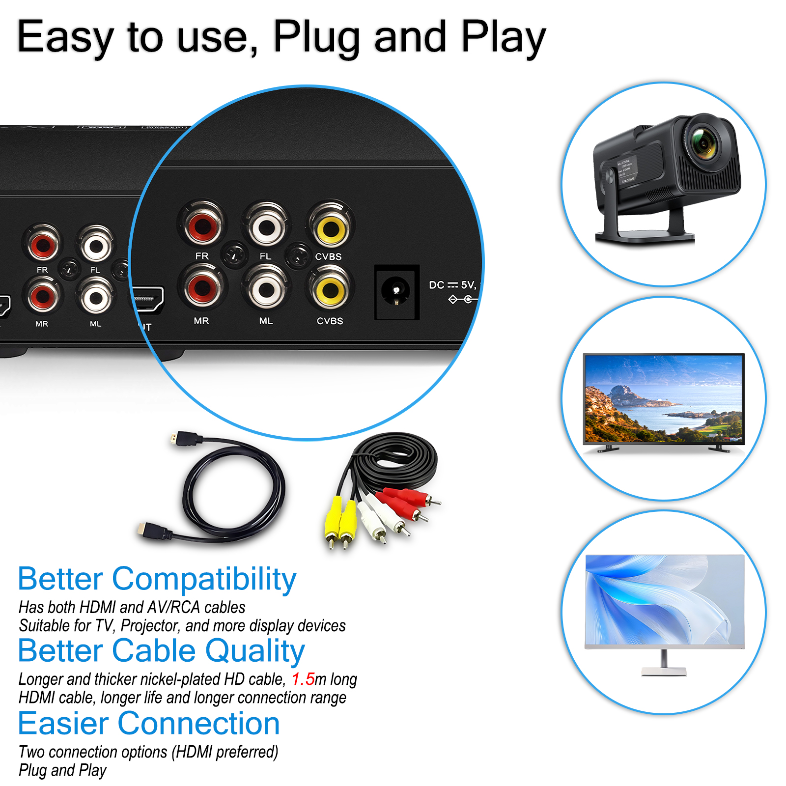 Reproductor de DVD WOOPKER M238 HD 1080P reproductor de discos con Control remoto compatible con USB MP3 MP4 reproductor de DVD en casa para proyectores de TV ordenador