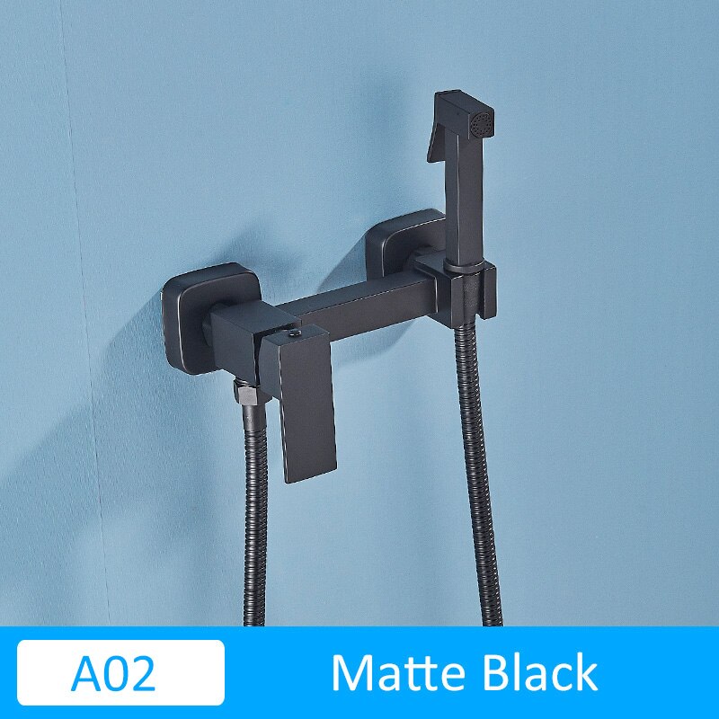 Quyanre Matte Black Bidet Shower Faucet Solid Brass Bidet Faucet Muslim Ducha Higienica Cold Water Mixer Tap Toilet Faucets: A02-Black